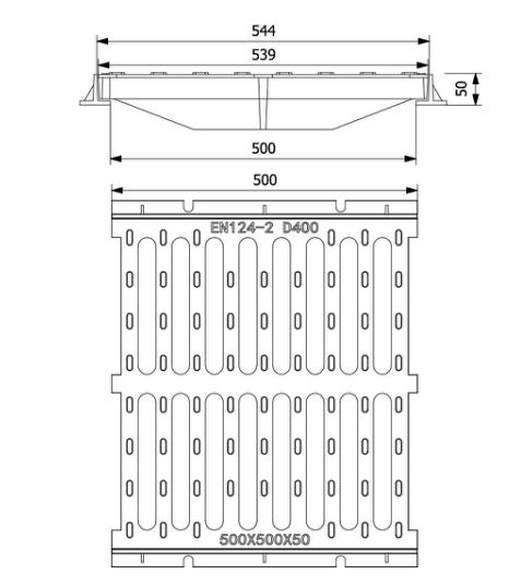 Channel Grating CO 500*500 D400 EN124 Channel Grating CO 500*500 D400 EN124